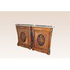 Pair of majestic inlaid French Louis XVI style sideboards from the 1800s