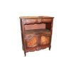 1700s Provençal sideboard in walnut and walnut burl wood with 2 doors and open compartment embellished with carvings