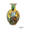 20th-century vase in painted ceramic with "knights" figures