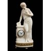 Antique Napoleon III French clock in white statuary marble. Period 19th century.     