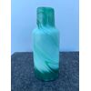 Vasetto in vetro verde con ‘pettinature’lattimo.Murano