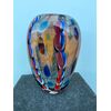 Vaso in vetro pesante sommerso con inclusione di murrine e foglia d’argento.Alfredo Barbini. Murano.