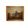 Early 19th-century Italian oil on canvas depicting Mountain Landscape with Lake and Figures