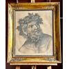 Pencil drawing, "Silenus with vine leaves crown" - 19th century