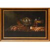 Emilian School, 17th century, Still life with sausages and prawns
