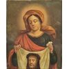 Small Spanish painting on zinc – Saint Veronica with the Veil of Christ