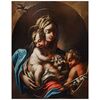 Genoese School, 17th century, Madonna with Child, Saint John and Goldfinch