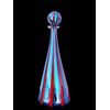 Glass bottle with red and blue vertical stripes. Ve.Art, Murano.