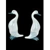 Pair of heavy glass ducks with lattimo filigree inclusions. Murano.