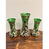 Antique triptych of glass and silver art nouveau vases 1930 Liberty, 20x10cm