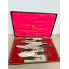 Sheffield silver roast knife set 1890 Harrison Fisher & c. horn handle, 5x30x45cm