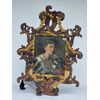 Antonio Zona – Portrait of a young woman with a sculpted, gilded Swiss pine frame, late 19th century