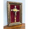 Antique bronze crucifix with antique 19th-century frame, 20x29cm