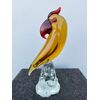 Pappagallo in vetro sommerso ambrato-rosso.Alfredo Barbini,Murano