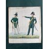 Disegno a tempera raffigurante due soldati.Firma  Giuseppe Rambelli (1797-1849).Forlì 