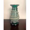 Vasetto in vetro verde iridato con applicazioni a spirale stile archeologico.Manifattura Salviati .Murano