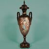 French vase in the style of Sèvres, gilt bronze mount. Paintings signed Poitevin. Late 19th century