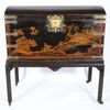 Lacquered wood chest, decorated with chinoiserie scenes, England, 18th-19th century