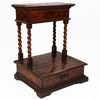 Kneeler veneered and inlaid in various woods, twisted columns, Italy, 18th century