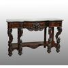 Consolle antica Luigi Filippo Napoletana in legno esotico pregiato con piano in marmo grigio bardiglio. Periodo XIX secolo.