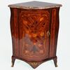 Corner cabinet with floral inlays in rosewood, violet wood, and rosewood, Mathieu Criard, France, 18th century