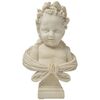 Statue of a smiling girl with flowers in her hair, white marble - O/7552