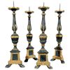 Set of four antique Italian wooden candlesticks - O/6196