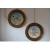 Pair of round paintings, "Cherubs' Games"