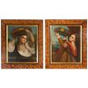 Pair of antique French paintings with a portrait of Lavinia - O/7418