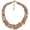 Antique necklace in raw aquamarine, mounted on a wooden panel - O/4907 -