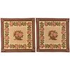 Pair of small square embroidered Needle Point rugs - no. 361-362