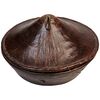 Leather-covered basket with lid - O/3272