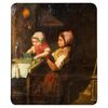Rare antique painting with children playing - O/6504