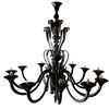 12 lights black Murano glass chandelier     