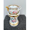 Veilleuse-tisaniera in porcelain decorated with rose with gold highlights.France.     