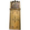PTL492 - Lacquered door, gilded decorations, with frame and overdoor, 17th century, dimensions cm W 112 x H 246