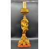 Carved and gilded wooden candlestick with cherub figure - 18th century.