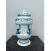 Pair of apothecary jars with lids in blue monochrome.Colle Ameno.Bologna.     