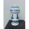 Pair of apothecary jars with lids in blue monochrome.Colle Ameno.Bologna.     