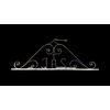 Wrought iron sign with the religious symbol IHS.