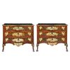 Pair of important carved, lacquered and painted wooden chests of drawers. Palermo, 18th century.