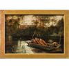 English painter (late 19th century) - River landscape with boat.