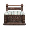 Carved and sculpted wooden bench. Italy, 17th century.