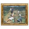 Reading scene in a mountain landscape – Italian painting, late 19th century