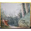 Large painting on canvas &quot;Hounds in the Woods&quot; Italy - 20th century.     