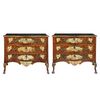 Pair of important carved, lacquered and painted wooden chests of drawers. Palermo, 18th century.