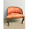 Antique walnut tub armchair, 1940s Art Deco style, silk upholstery, 66x50x50cm