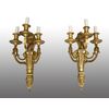 Coppia di applique antichi Napoleone III Francese in bronzo dorato finemente cesellato. Periodo fine XIX secolo.