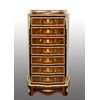 Napoleon III Secretaire in precious exotic woods with gilded bronze applications. France, 19th century.