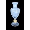 Vaso in vetro trasparente globulare con dettagli in foglia oro.Murano.